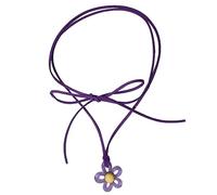 Hattba Gargantilla ajustable con colgante de flor colorida de ciruelo, gargantilla de aniversario, joyería de aniversario, gargantilla