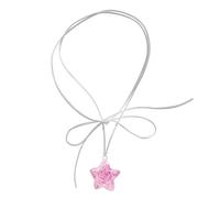 Hattba Gargantilla con colgante de estrella y lentejuelas para mujer, elegante lazo anudado, cadena ajustable, joyería coreana para estudiantes, Medium, como se describe, como se describe
