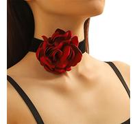 Hattba Gargantilla de terciopelo con cordones para mujer, estilo gótico, camelia, gótica, vintage, de terciopelo para mujer, talla única, como se describe, como se describe