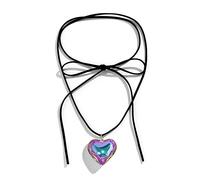 Hattba Gargantilla gótica de terciopelo negro con colgante de corazón grande para mujer, elegante tejido anudado con lazo, cadena ajustable, collar de corazón para niñas, talla única, como se describe
