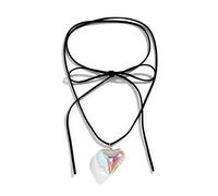 Hattba Gargantilla gótica de terciopelo negro con colgante de corazón grande para mujer, elegante tejido anudado con lazo, cadena ajustable, collar de corazón para niñas, talla única, como se describe