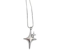 Hattba Gargantilla simple de cuatro puntas, collar con colgante de crucifijo ajustable, collar de asterismo