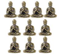 Hattba Juego de 10 estatuas de Budas, adornos pequeños de latón, figuras artísticas religiosas para decoración de escritorio