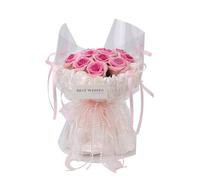 Hattba Juego de ramo de flores de ganchillo con aguja de hilo de ganchillo, instrucciones paso a paso (idioma español no garantizado) y accesorios de tejer para principiantes, suministros de