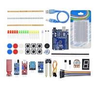 Hattba Kits completos de inicio para UNO versión mejorada Learning Suite, fuente de alimentación, motor paso a paso, tabla de pan con caja de venta al por menor, caja de alimentación soldable con caja