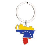 Hattba Llavero con bandera de mapa de Venezuela, llavero de acero inoxidable, llavero con colgante de joyería de recuerdo de Venezuela, regalo para mujeres y hombres, accesorio de fiesta de
