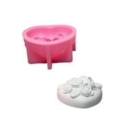 Hattba Moldes de silicona con forma de corazón de rosa para jabón, fondant, moldes de silicona para hornear pasteles de chocolate, moldes de arcilla de cemento