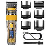 Hatteker Cortadora de pelo profesional de los hombres Kit de corte de pelo inalámbrico Trimmer transparente multifuncional IPX7 impermeable barba Trimmer
