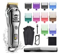 HATTEKER - Kit Profesional de Cortadora y Recortadora de Cabello con Capa para Recortar la Barba, Recargable por USB, Sistema de Corte Profesional RFC-696B