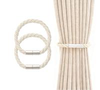 HattusaShield - Juego de 2 abrazos magnéticos para cortinas de color beige y sujetadores de fijación, de punto a mano, diseño moderno y elegante para ventanas de hogar y oficina
