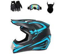 HaTur Casco Motocross Casco Offroad ATV Dot Dirt Bike Unisex Joven Casco de Moto con Guantes Gafas Máscara (Azul Cielo, L)