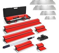 HaTur Juego de Espátula de acero inoxidable para Superficie, Juego de Llana Alisar Paredes para Emplastecer con Mango Ergonómico de Extensión y cuchilla de repuesto (25 cm + 40 cm + 60 cm + 80 cm)