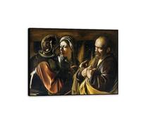 Hau3sh3a Caravaggio Arte Impresiones sobre lienzo La negación de Saint Peter Poster Barroque Arte de pared de la pared Pintura de la sala de estar Oficina del dormitorio 80x60cm(32x24in) Marco negro