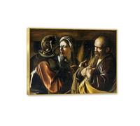 Hau3sh3a Caravaggio Arte Impresiones sobre lienzo La negación de Saint Peter Poster Barroque Arte de la pared Pintura cristiana para la sala de estar Oficina del dormitorio 50x40cm(20x16in) Enmarcado