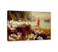 Hau3sh3a Clásico Impresión en Lienzo Briton Rivière Reproducciones de Cuadros Famosos Un vagabundo del viejo mundo Briton Rivière Decoración Mural Salón Dormitorio 60x40cm(24x16in) marco