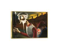 Hau3sh3a Cuadro en lienzo de Felix Labisse Don Quijote a la luz de la luna poster cuadros famosos Reproducción de Lienzo decoración de paredes de salón40x30cm(16x12in) Marco dorado