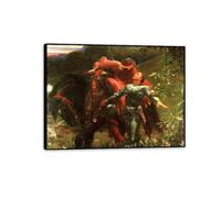 Hau3sh3a Frank Dixie La Belle Dame Sans Merci Póster Famoso Maestro Pintura al óleo Impresión Vintage Romantic Canvas Arte de la pared Sala de estar Decoración de pared 80x60cm(32x24in) Marco negro