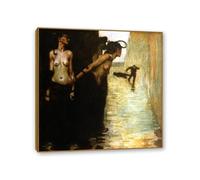 Hau3sh3a Pintura sobre Lienzo Franz von Stuck El asesino Reproducción en Lienzo cuadro decorativo salon dormitorio baño cocina del hogar estilo granja40x40cm(16x16in) Marco de teca