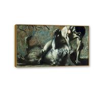 Hau3sh3a Pintura sobre Lienzo Franz von Stuck Sansón la pelea con el león Reproducción en Lienzo cuadro decorativo salon dormitorio baño cocina del hogar estilo granja50x30cm(20x12in) Marco de teca