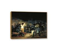 Hau3sh3a Reproducción de pinturas famosas de Francisco Goya en lienzo El 3 de mayo de 1808 Impresión en Lienzo cuadros decoracion Dormitorio oficina baño 65x50cm(26x19in) Marco de teca