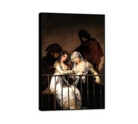 Hau3sh3a Reproducción de pinturas famosas de Francisco Goya en lienzo La casa tiene un balcón Impresión en Lienzo cuadros decoracion Dormitorio oficina baño 60x40cm(24x16in) Marco negro