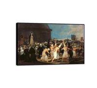 Hau3sh3a Reproducción de pinturas famosas de Francisco Goya en lienzo Una procesión de flagelantes Impresión en Lienzo cuadros decoracion Dormitorio oficina baño 80x50cm(31x20in) Marco negro