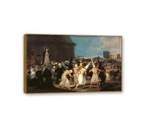 Hau3sh3a Reproducción de pinturas famosas de Francisco Goya en lienzo Una procesión de flagelantes Impresión en Lienzo cuadros decoracion Dormitorio oficina baño 110x70cm(43x28in) Marco de teca