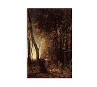 Hau3sh3a Reproducciones de Pinturas al óleo Jean-Baptiste-Camille Corot Cerca de Róterdam cuadros pinturas famosas Paisajes poster Decoración de Pared para Salón Dormitorio 90x60cm poster