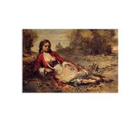 Hau3sh3a Reproducciones de Pinturas al óleo Jean-Baptiste-Camille Corot Joven argelina acostada cuadros pinturas famosas Paisajes poster Decoración de Pared para Salón Dormitorio 45x30cm poster
