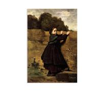 Hau3sh3a Reproducciones de Pinturas al óleo Jean-Baptiste-Camille Corot La niña curiosa cuadros pinturas famosas Paisajes poster Decoración de Pared para Salón Dormitorio 42x30cm Poster