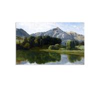 Hau3sh3a Reproducciones de Pinturas al óleo Jean-Baptiste-Camille Corot Lago Thun cuadros pinturas famosas Paisajes poster Decoración de Pared para Salón Dormitorio 40x65cm Sin marco