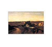 Hau3sh3a Reproducciones de Pinturas al óleo Jean-Baptiste-Camille Corot Puente Nomentano cuadros pinturas famosas Paisajes poster Decoración de Pared para Salón Dormitorio 50x80cm Sin marco