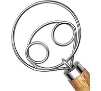 HauBee Batidor de masa danés de cocina de acero inoxidable para masa madre para hornear pan herramientas de cocina estilo holandés batidora de mano utensilios Wisk Hook Pastelería