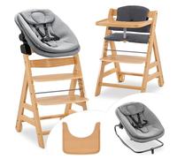 hauck Alpha Move Set 3 en 1 Trona de Madera Evolutiva con Hamaca para Recién Nacido | Silla alta Bebé desde el Nacimiento | Tronas Niños Completa Incluye Cojín y Bandeja - Natural