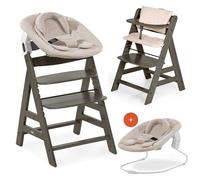 hauck Alpha Plus Newborn Set Trona Evolutiva Recién Nacidos con Hamaca Cojín y Arnés - Silla Alta de Madera para Bebés desde el Nacimiento - Tronas Primeras Comidas para Niños