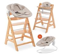 hauck Alpha Plus Newborn Set Trona Evolutiva Recién Nacidos con Hamaca Cojín y Arnés - Silla Alta de Madera para Bebés desde el Nacimiento - Tronas Primeras Comidas para Niños