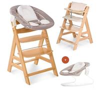 hauck Alpha Plus Newborn Set Trona Evolutiva Recién Nacidos con Hamaca Cojín y Arnés - Silla Alta de Madera para Bebés desde el Nacimiento - Tronas Primeras Comidas para Niños