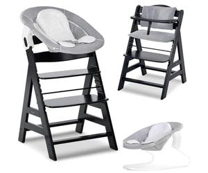 hauck Alpha Plus Newborn Set Trona Evolutiva Recién Nacidos con Hamaca Cojín y Arnés - Silla Alta de Madera para Bebés desde el Nacimiento - Tronas Primeras Comidas para Niños