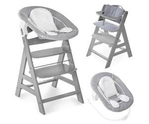 hauck Alpha Plus Newborn Set Trona Evolutiva Recién Nacidos con Hamaca Cojín y Arnés - Silla Alta de Madera para Bebés desde el Nacimiento - Tronas Primeras Comidas para Niños