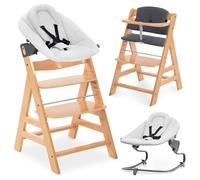 hauck Alpha Plus Premium Set de Trona Evolutiva Bebé con Hamaca Reclinable para Recién Nacidos y Cojín de Algodón - Sillas Tronas Madera con Arnés de 5 Puntos