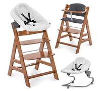 hauck Alpha Plus Premium Set de Trona Evolutiva Bebé con Hamaca Reclinable para Recién Nacidos y Cojín de Algodón - Sillas Tronas Madera con Arnés de 5 Puntos
