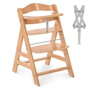 hauck Alpha Plus - Trona evolutiva madera de 6 meses hasta 90 kg - Trona bebe ajustable con arnés de 5 puntos y barra de seguridad - Silla bebe comer