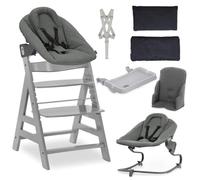 hauck Alpha XXL Set de Trona Evolutiva Bebe con Hamaca - Bandeja - Reductor y Cojín de 2 Piezas, Tronas de Madera Completo para Recién Nacidos Gris