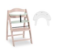 hauck Arketa N Play Trona de Bebé de Madera FSC®, Whitewashed Mint | Altura Ajustable 13 Posiciones, Incluye Bandeja Play Tray, Cinturón y Barra Delantera, Desde 6 Meses hasta 130 kg