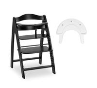 hauck Arketa N Play Tronas de Bebé de Madera FSC® - Altura Ajustable 13 Posiciones - Incluye Bandeja Play Tray, Cinturón y Barra Delantera - Desde 6 Meses hasta 130 kg - Blackwashed
