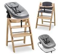 hauck Arketa Newborn Set de Trona de Madera de Roble Europeo - Tronas Evolutivas Aptas desde el Nacimiento del Bebé con Accesorios - Hamaca para Recién Nacido y Cojín Incluido - Roble