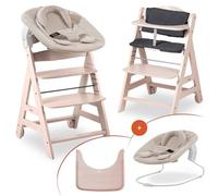 hauck Beta Newborn Set de Trona Evolutiva Bebe apta desde el Nacimiento, Tronas de Bebe Evolutiva con Hamaca, Cojín y Bandeja, Silla Bebe Madera - Whitewashed Winnie the Pooh Beige