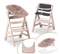 hauck Beta Newborn Set de Trona Evolutiva Bebe apta desde el Nacimiento - Tronas de Bebe Evolutiva con Hamaca Cojín y Bandeja - Silla Bebe Madera - Whitewashed Bambi Rose