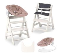 hauck Beta Newborn Set de Trona Evolutiva Bebe apta desde el Nacimiento - Tronas de Bebe Evolutiva con Hamaca Cojín y Bandeja - Silla Bebe Madera - Blanco Bambi Rose