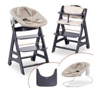 hauck Beta Newborn Set de Trona Evolutiva Bebe apta desde el Nacimiento, Tronas de Bebe Evolutiva con Hamaca, Cojín y Bandeja, Silla Bebe Madera - Blanco Winnie the Pooh Beige